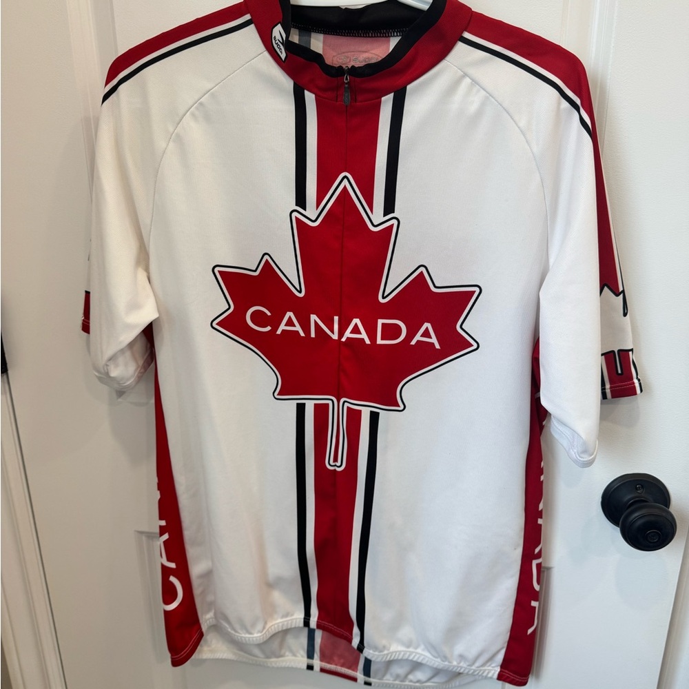 Canada Red & White Cycling Jersey - Canada Maple Leaf